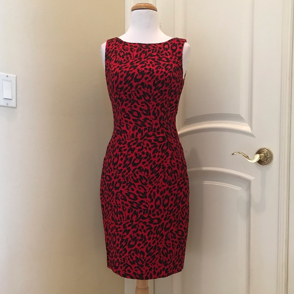 Vintage Cache red cheetah print silk dress